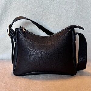 Black Shoulder Bag with Gold Hardware